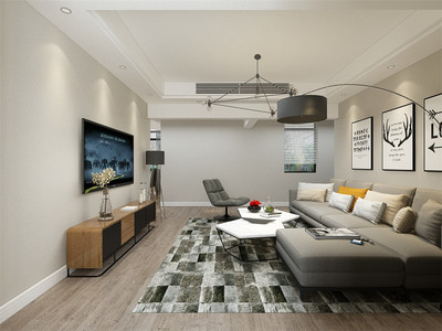 奶咖色墙面与浅灰布艺沙发 打造温馨雅致的客厅空间